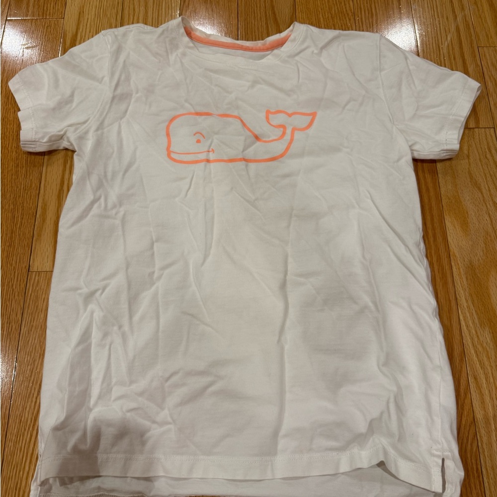 Vineyard Vines White Tee with Coral Whale Graphic